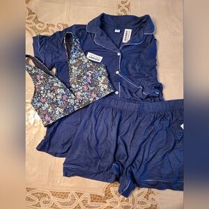 NWT OLD NAVY Knit Jersey  PJ - 2 PC SET SIZE SMALL  & SMALL FLORAL BRA